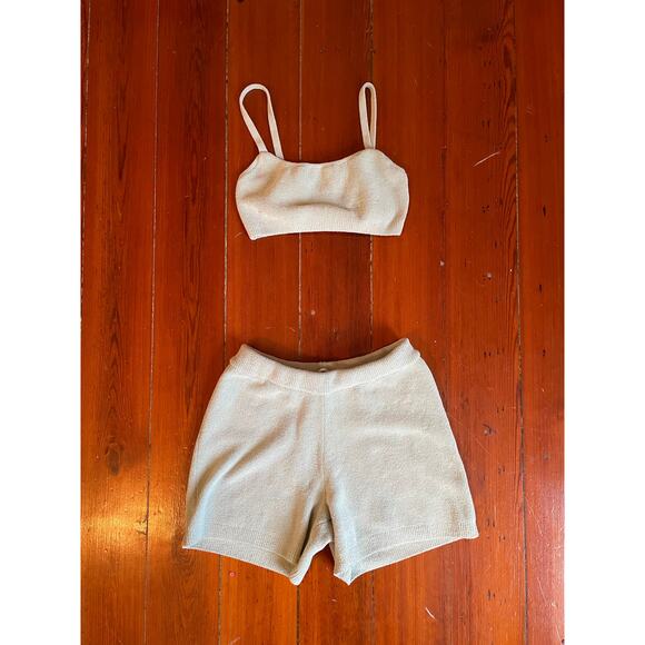 SKIMS Terry Lounge Set mint Bralette and Shorts Set Size M - Picture 1 of 7